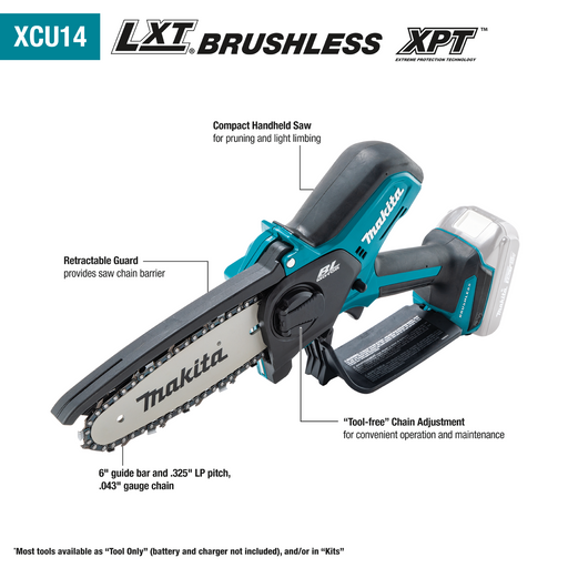 Makita XCU14Z 18V Cordless 6" Pruning Chain Saw (Tool Only) - Image 2