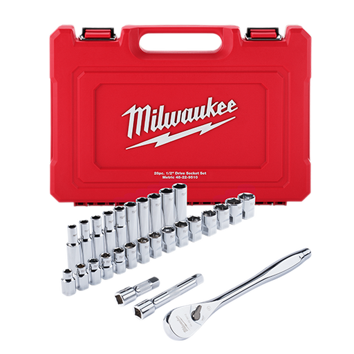 Milwaukee 48-22-9510 1/2" Drive 28pc Ratchet & Socket Set - Metric - Image 1