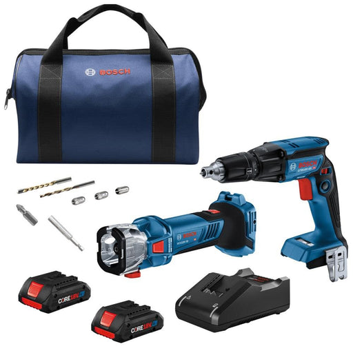 Bosch GXL18V-291B25 18V 2-Tool Combo Kit with Brushless Screwgun, Brushless Cut-Out Tool - Image 1