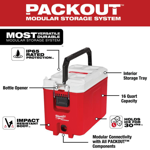 Milwaukee 48-22-8302 PackOut 16 Qt Compact Cooler - Image 2