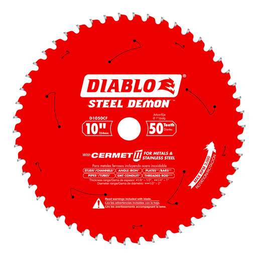 Diablo D1050CF 10" x 50 Tooth Steel Demo Cermet II Saw Blade - Image 1