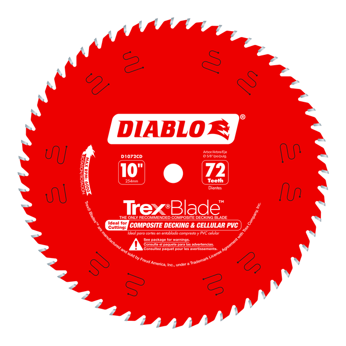 Diablo D1072CD 10" x 72-Tooth TrexBlade Saw Blade for Composites and Plastic - Image 1