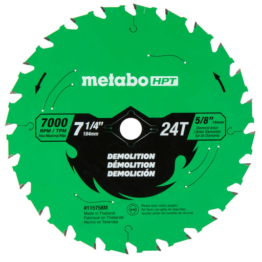 Metabo HPT 115758M 7-1/4" 24-Tooth Demolition Saw Blade - Image 1
