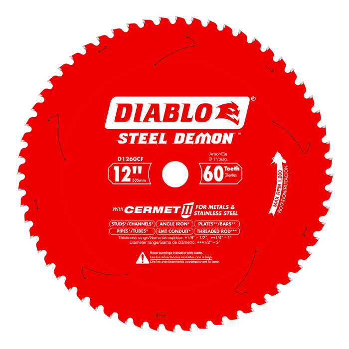 Diablo D1260CF 12" x 60-Tooth Steel Demon Cermet II Saw Blade for Medium Metal - Image 1