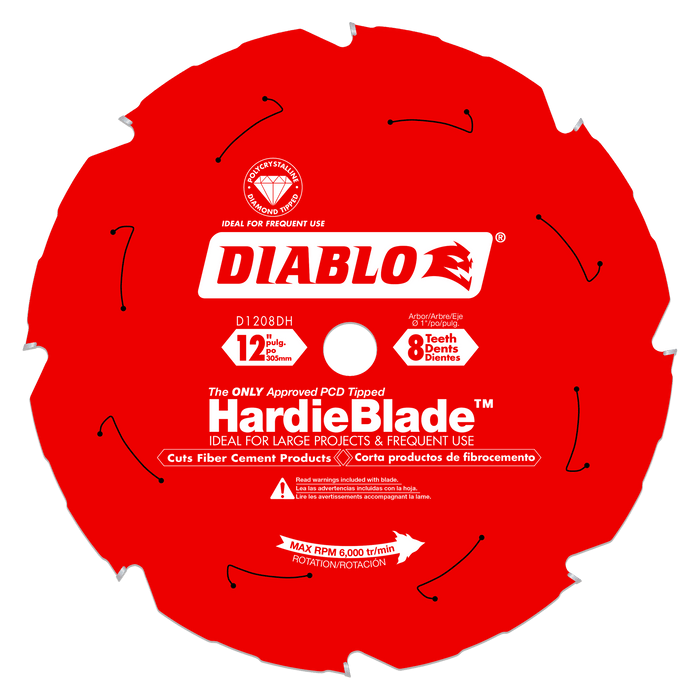 Diablo D1208DH 12" x 8-Tooth HardieBlade Saw Blade - Image 1