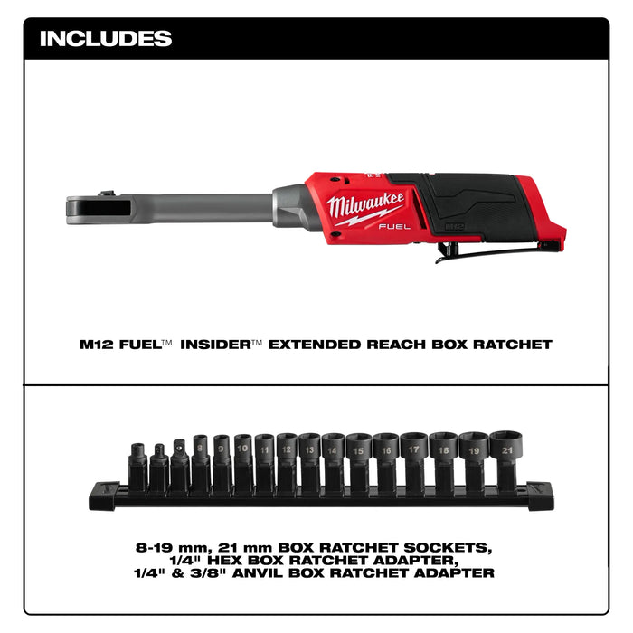 Milwaukee 3050-20 M12 FUEL INSIDER Extended Reach Box Ratchet (Tool Only) - Image 2