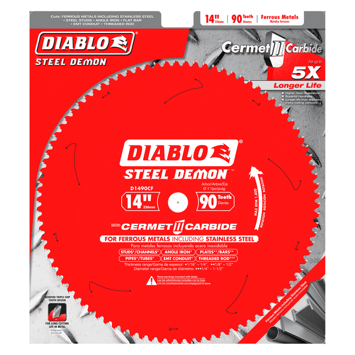 Diablo D1490CF 14" x 90-Tooth Steel Demon Cermet II Saw Blade for Thin Metal - Image 2