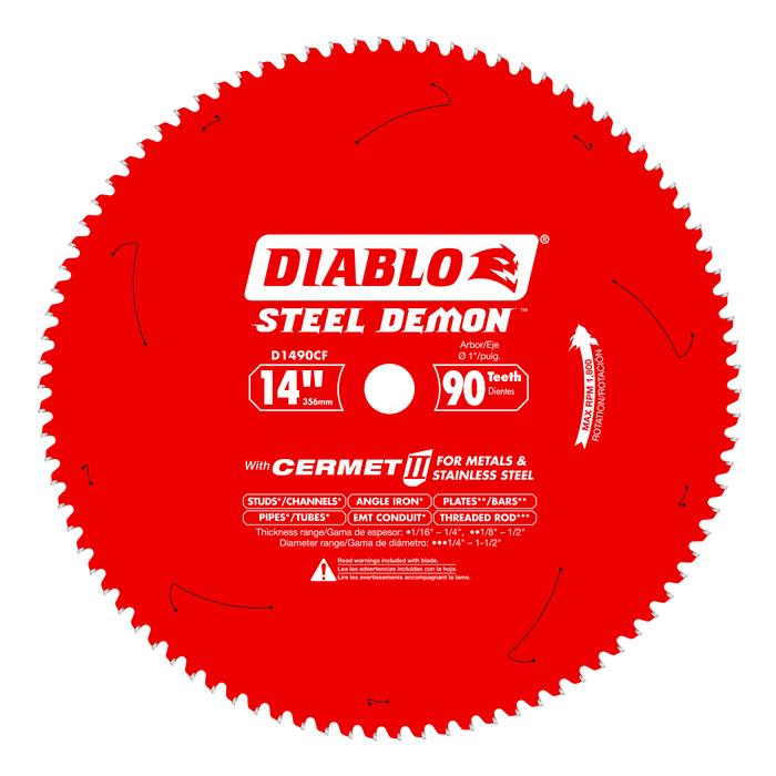 Diablo D1490CF 14" x 90-Tooth Steel Demon Cermet II Saw Blade for Thin Metal - Image 1