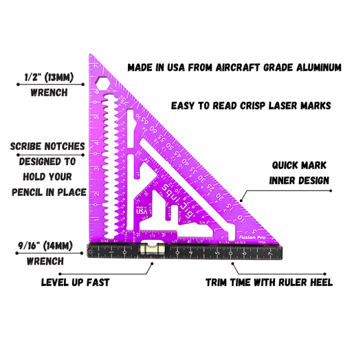 SquiJig Fusion 7-1/2" Pro Rafter Square - Purple - Image 2