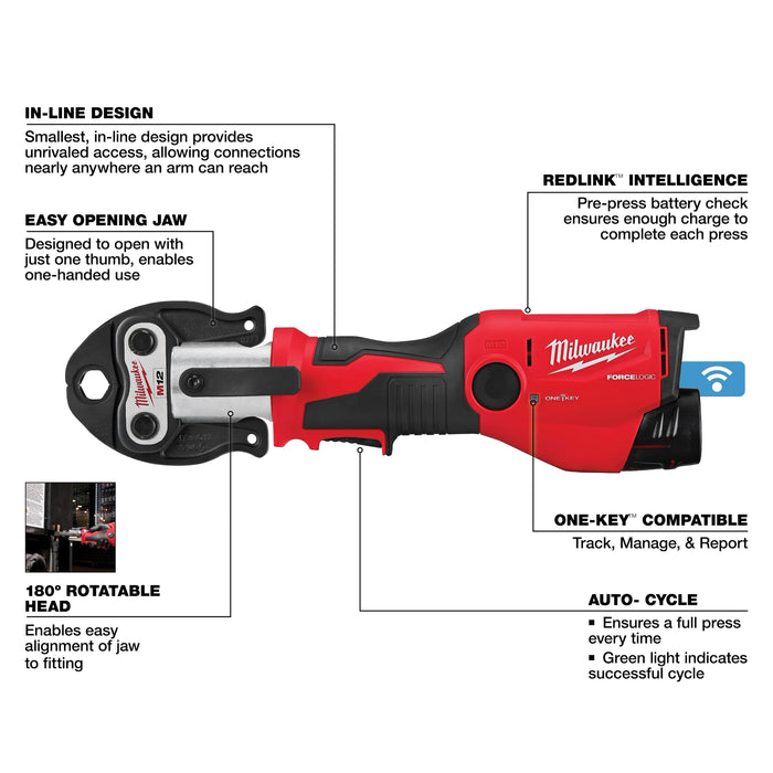 Milwaukee 2573-22 M12 Force Logic Press Tool Kit - Image 2