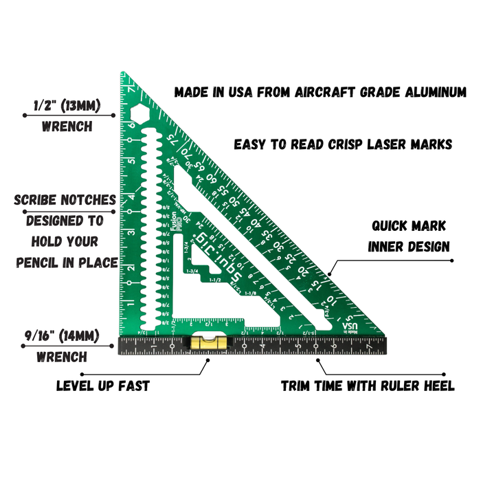 SquiJig Fusion 7-1/2" Pro Rafter Square - Green - Image 3