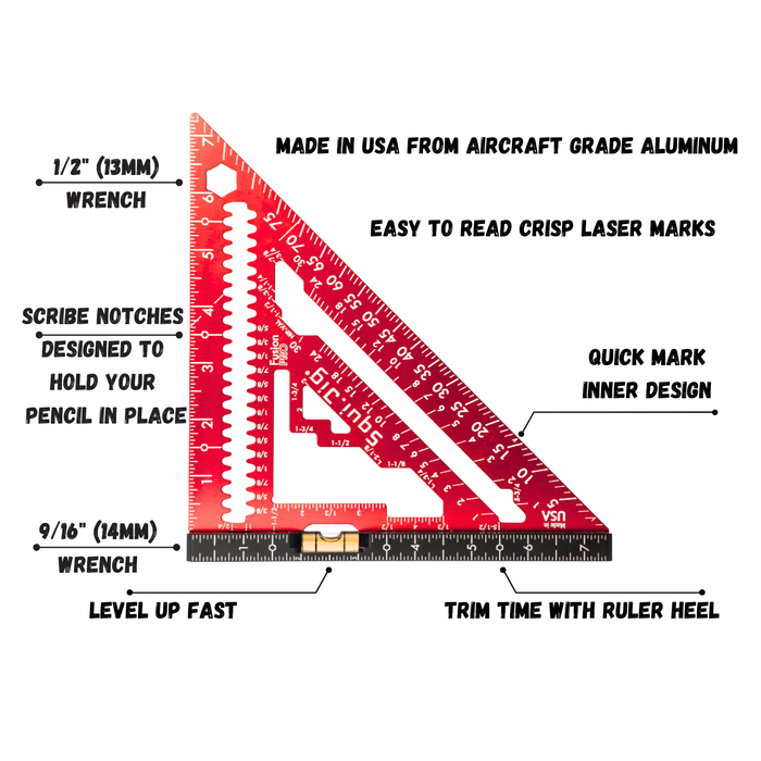 SquiJig Fusion 7-1/2" Pro Rafter Square - Red - Image 4