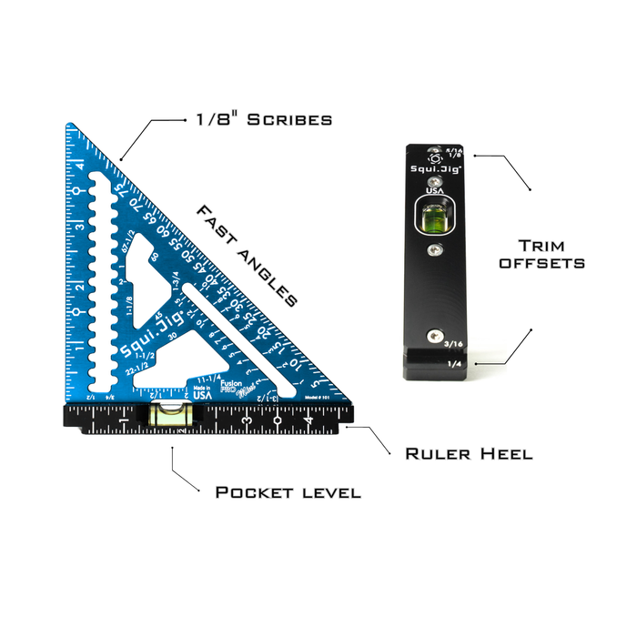 SquiJig Fusion 4.5" Mini Pro Rafter Square - BLUE - Image 3