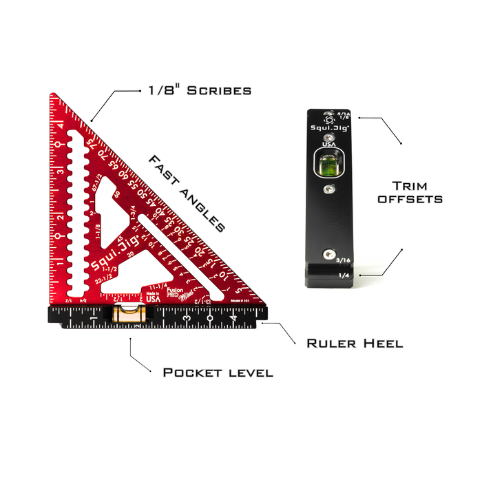 SquiJig Fusion 4.5" Mini Pro Rafter Square - RED - Image 3