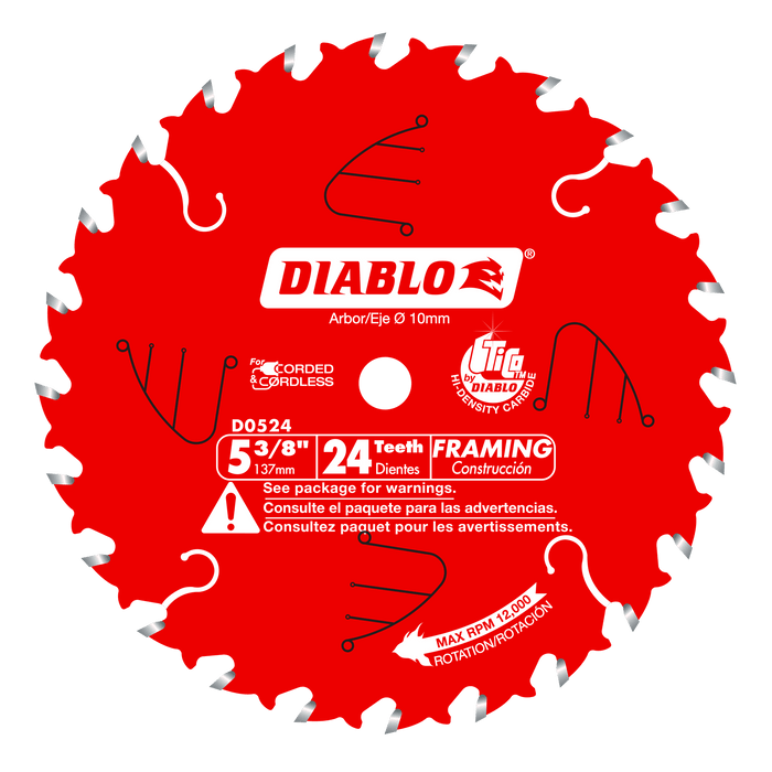 Diablo D0524X 5-3/8" x 24 Tooth Framing Saw Blade for Wood - Image 1