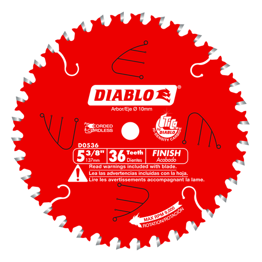 Diablo D0536X 5-3/8" x 36-Tooth Finish Trim Saw Blade for Wood- Image 1