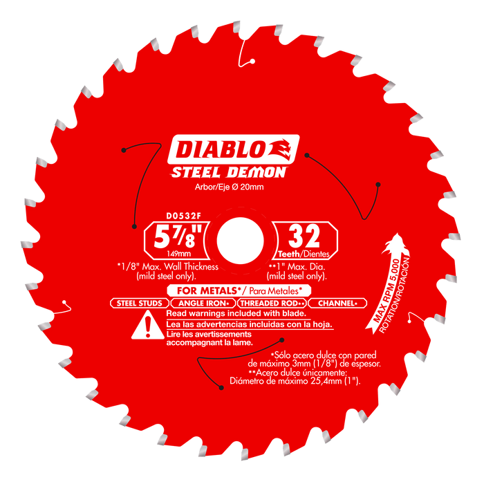 Diablo D0532F 5-7/8" x 32-Tooth Steel Demon Saw Blade for Medium Metal - Image 1