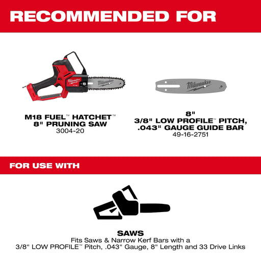 Milwaukee 49-16-2750 8" Pruning Saw Replacement Chain - Image 2