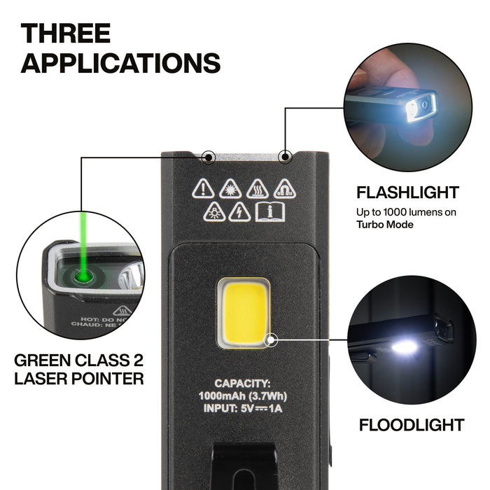 Klein 56074 Rechargeable Slim-Profile LED Pocket Flashlight with Laser - Image 2