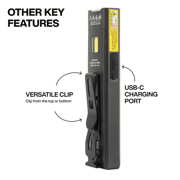 Klein 56074 Rechargeable Slim-Profile LED Pocket Flashlight with Laser - Image 3