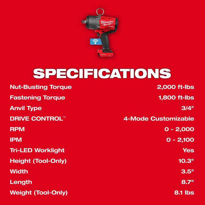 Milwaukee 2967-20 M18 Fuel 3/4" High Torque Impact Wrench (Tool Only) - Image 8