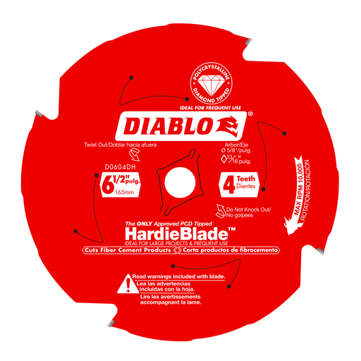 Diablo D0604DHA 6-1/2" x 4-Teeth HardieBlade Saw Blade for Fiber Cement - Image 1