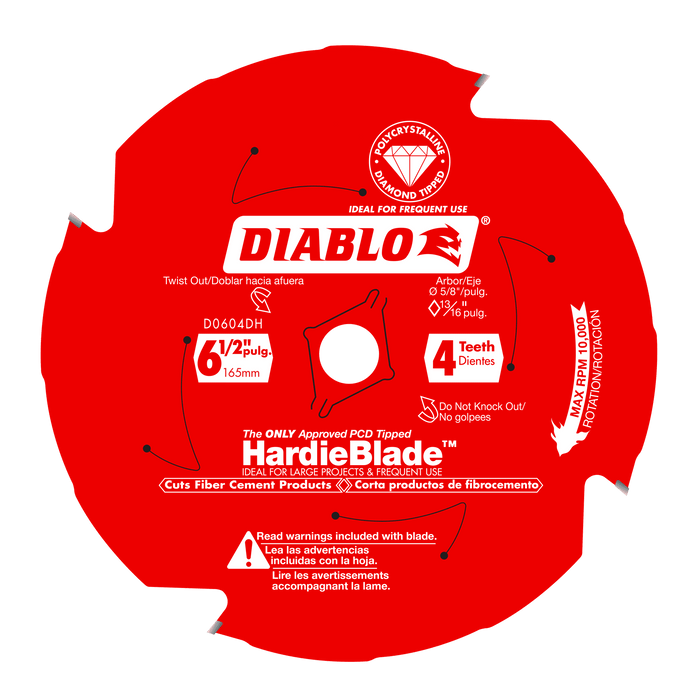 Diablo D0604DHA 6-1/2" x 4-Teeth HardieBlade Saw Blade for Fiber Cement - Image 1