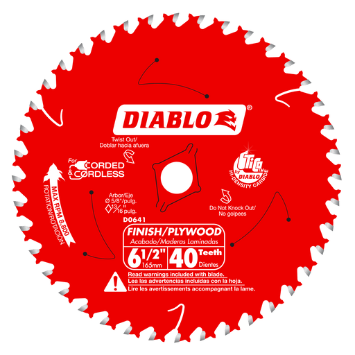 Diablo D0641A 6-1/2" x 40-Teeth Finish Trim Saw Blade for Wood - Image 1