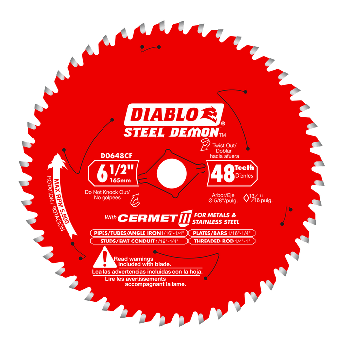 Diablo D0648CFA 6-1/2" x 48-Teeth Steel Demon Cermet II Saw Blade for Medium Metal - Image 1