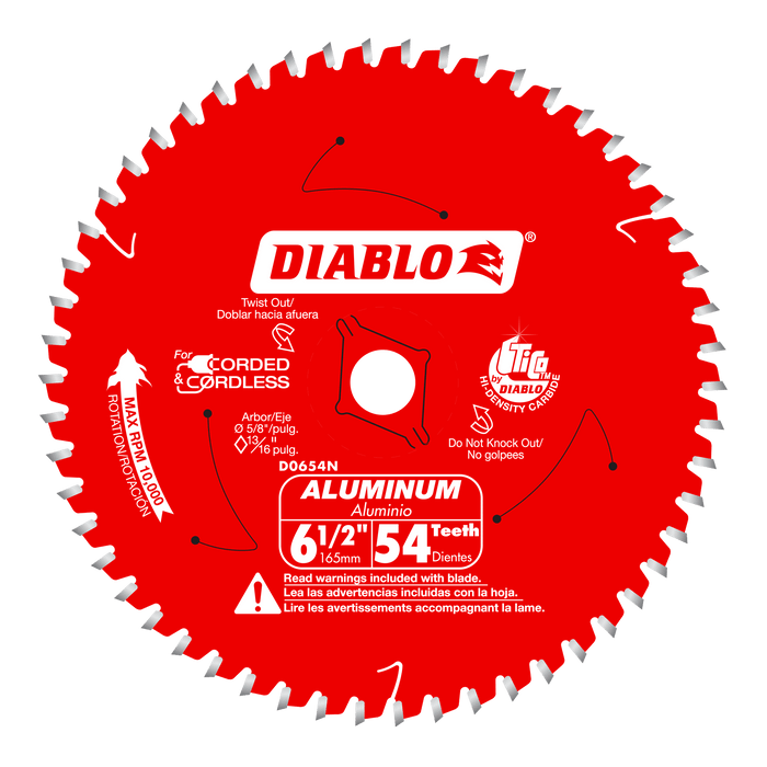 Diablo D0654NA 6-1/2" x 54-Teeth Saw Blade for Aluminum - Image 1