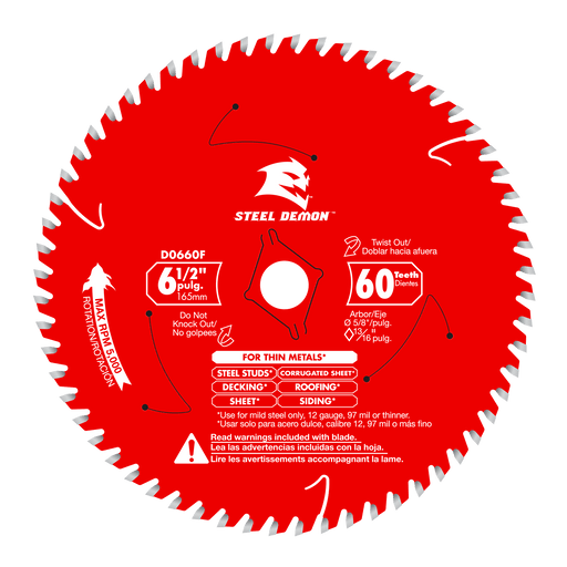Diablo D0660FA 6-1/2" x 60-Teeth Steel Demon Saw Blade for Thin Metal - Image 1
