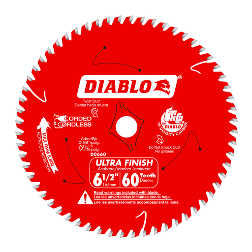 Diablo D0660A 6-1/2" x 60-Teeth Ultra Finish Saw Blade for Wood - Image 1