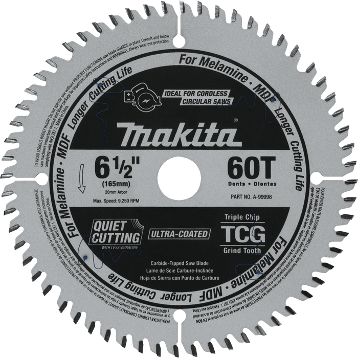 Makita A-99998 6-1/2" 60T Carbide-Tipped Cordless Plunge Saw Blade - Image 1
