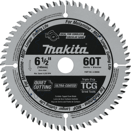 Makita A-99998 6_1/2" 60T Carbide_Tipped Cordless Plunge Saw Blade - Image 1