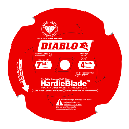 Diablo D0704DH 7-1/4" x 4 Tooth HardieBlade Saw Blade for Fiber Cement - Image 1