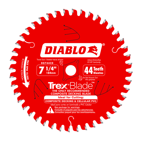 Diablo D0744CD 7-1/4" x 44-Teeth TrexBlade Saw Blade for Composites and Plastic - Image 1