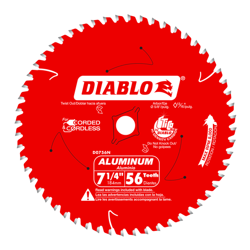 Diablo D0756NA 7-1/4" x 56-Teeth Saw Blade for Aluminum - Image 1