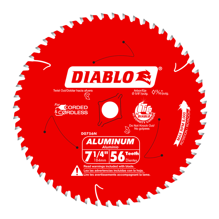 Diablo D0756NA 7-1/4" x 56-Teeth Saw Blade for Aluminum - Image 1