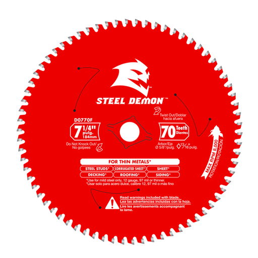 Diablo D0770F 7-1/4" x 70-Teeth Steel Demon Carbide Saw Blade for Thin Metal - Image 1