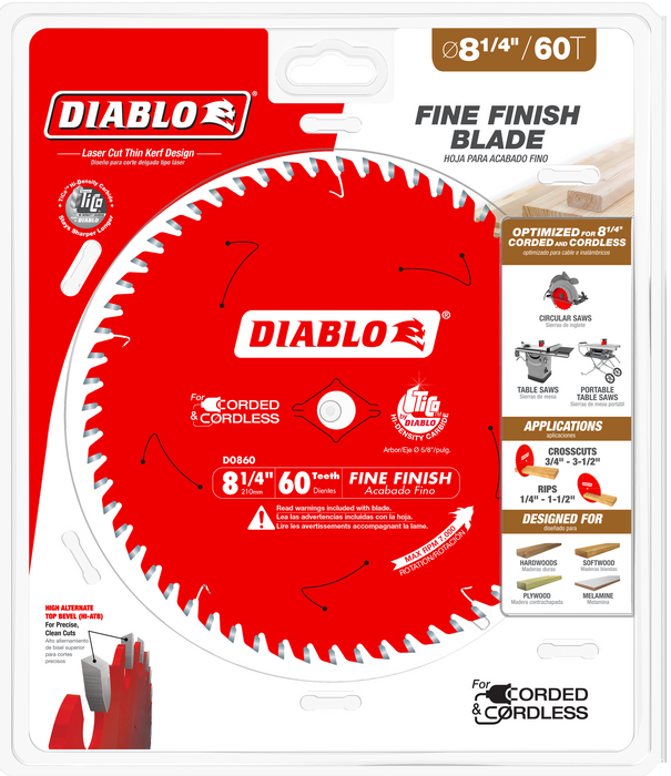 Diablo D0860X 8-1/4" x 60-Tooth Fine Finish Saw Blade for Wood - Image 2