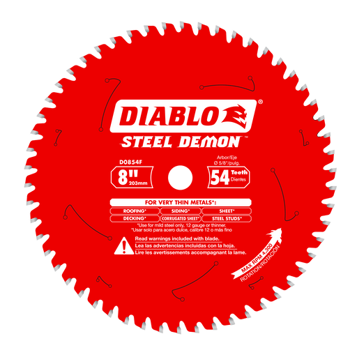 Diablo D0854F 8" x 54-Tooth Steel Demon Saw Blade for Thin Metal - Image 1