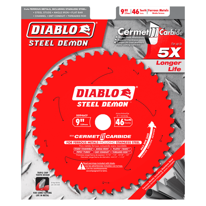 Diablo D0946CF 9" x 46-Tooth Steel Demon Cermet II Saw Blade for Medium Metal - Image 2