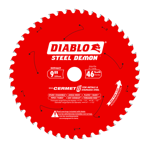 Diablo D0946CF 9" x 46-Tooth Steel Demon Cermet II Saw Blade for Medium Metal - Image 1
