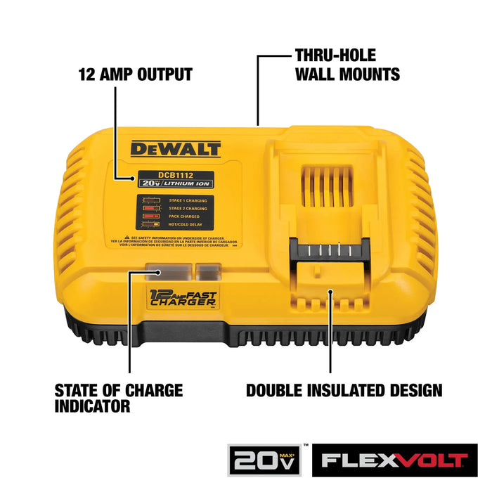 DeWalt DCB1112 20V MAX/FLEXVOLT 12 Amp Fan Cooled Fast Charger - Image 5