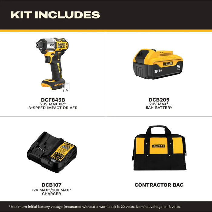 DeWalt DCF845P1 20V Max XR 1/4"  Impact Driver Kit - Image 4