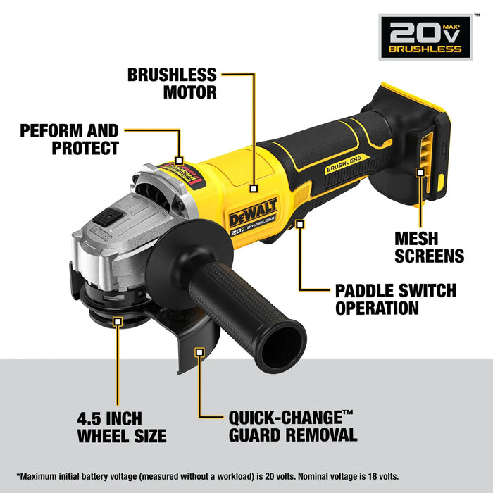 DeWalt DCG408B 20V Max Cordless 4-1/2" Paddle-Switch Grinder (Tool Only) - Image 4