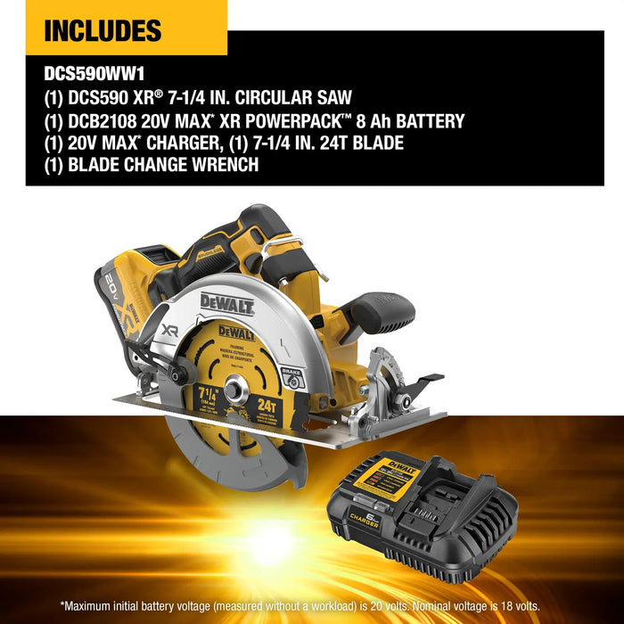 DeWalt DCS590WW1 20V Max XR 7-1/4" Brushless Cordless Circular Saw Kit - Image 4