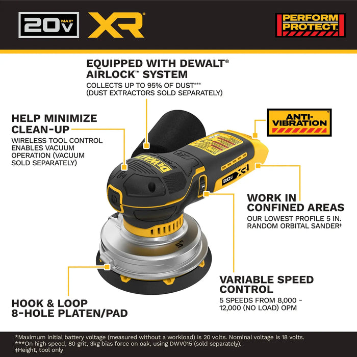DeWalt DCW211B 20V XR 5" Random Orbit Sander (Tool Only) - Image 3