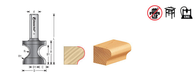 Amana 53828 Window Sill Edge Router Bit — Coastal Tool