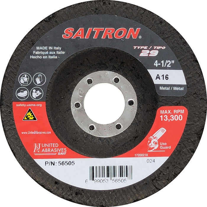 United Abrasives - Sait 56505 Saitron 4-1/2" Aggressive Grinding Wheel - Image 1